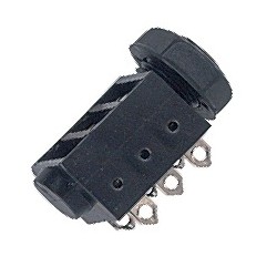 Presa da pannello jack stereo Ø 6.3 mm.-1/4' a 3 poli, con interruttore e contatti a saldare.