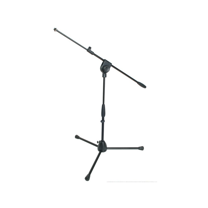 Professional low-level microphone stand with telescopic boom, tripod aluminium base