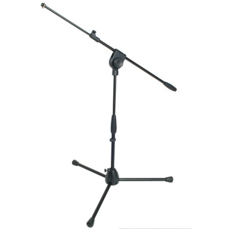 Professional low-level microphone stand with telescopic boom, tripod aluminium base