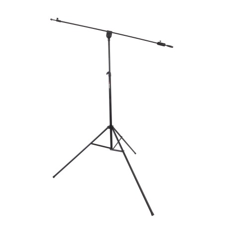Professional large dimension microphone stand with telescopic boom.