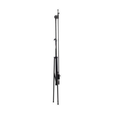 Suporte de microfone profissional de grandes dimensões com girafa telescópica e contrapeso de aço para balanceamento.