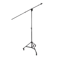 Suporte de microfone profissional de grandes dimensões com girafa telescópica e rodas giratórias de Ø 50 mm com travão 2