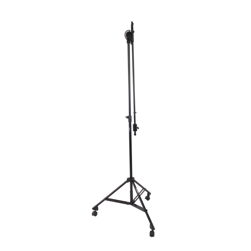 Professional large dimension microphone stand with telescopic boom large and Ø 50 mm swivel castors with brake