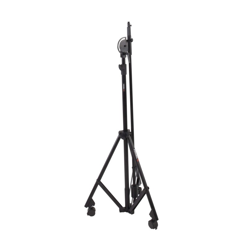 Professional large dimension microphone stand with telescopic boom large and Ø 50 mm swivel castors with brake
