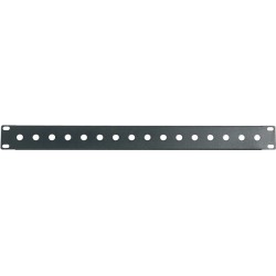 1-unit 19' rack preforated panel with N. 16 mounting holes for Ø 6.3 mm. jack socket.