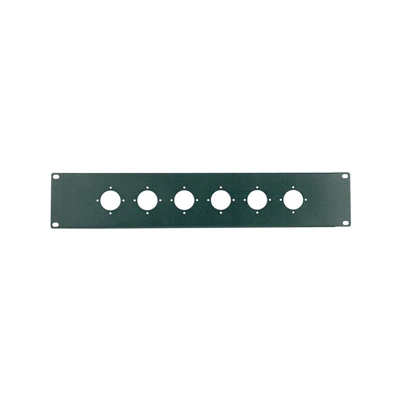 Pannello preforato 2 unità rack 19' con N. 6 fori per connettori SPEAKON Neutrik NL4MPR/NL8MPR (ø 32 mm.).