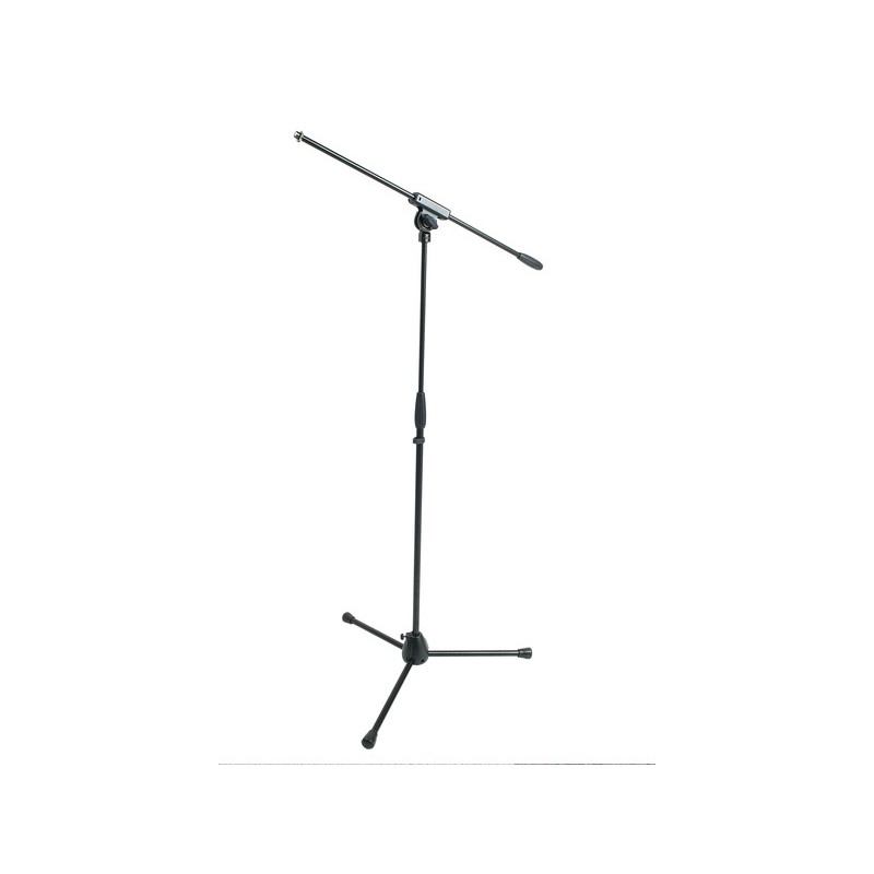 Microphone stand with boom with tripod die-cast aluminium base.