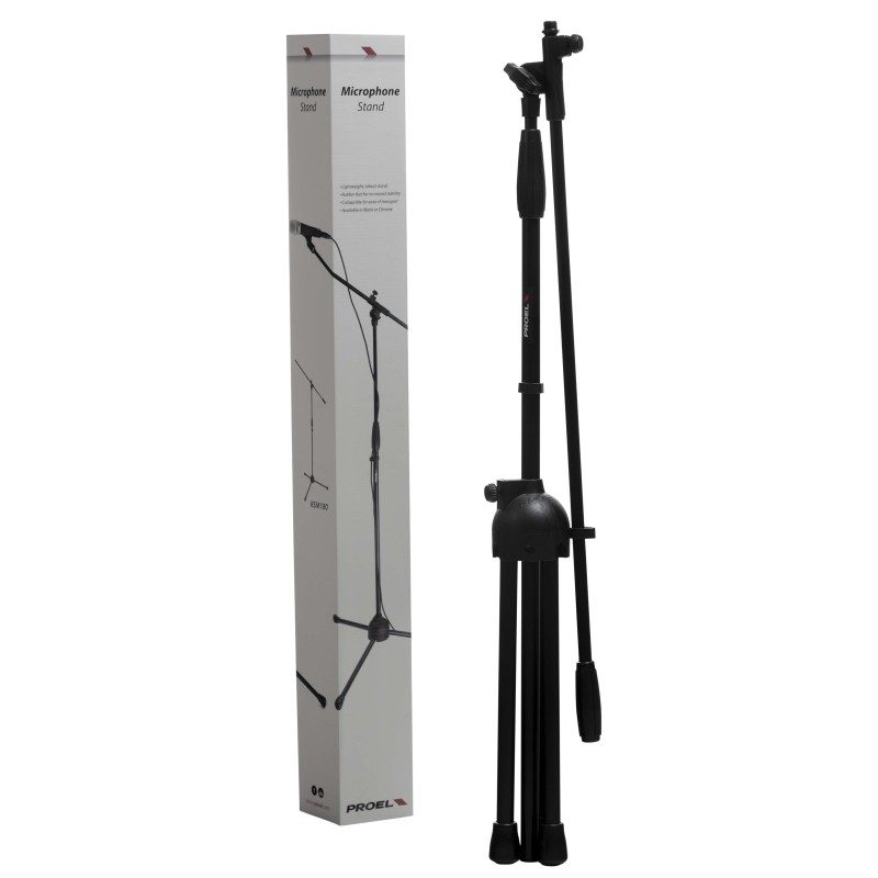 Microphone stand with boom, tripod nylon base