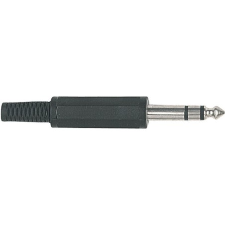 Jack stereo Ø 6.3 mm.- 1/4' con manicotto e passacavo Ø 6 mm. in PVC.