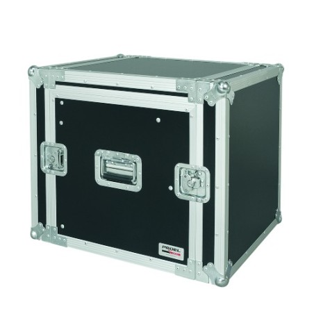 Caixa “COMBO” profissional de 19' 10U com espaço para mesa de mistura regulável em altura de 10U, 45 cm de profundidade útil.