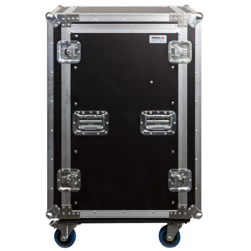 Caixa “COMBO” de 19' 18U com espaço para mesa de mistura regulável em altura de 19' 10U, 45 cm de profundidade útil.