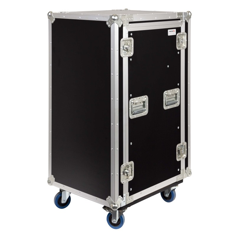 Caixa “COMBO” de 19' 20U com espaço para mesa de mistura regulável em altura de 19' 10U, 45 cm de profundidade útil.