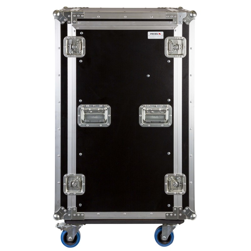 Caixa “COMBO” de 19' 20U com espaço para mesa de mistura regulável em altura de 19' 10U, 45 cm de profundidade útil.