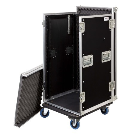 Caixa “COMBO” de 19' 20U com espaço para mesa de mistura regulável em altura de 19' 10U, 45 cm de profundidade útil.
