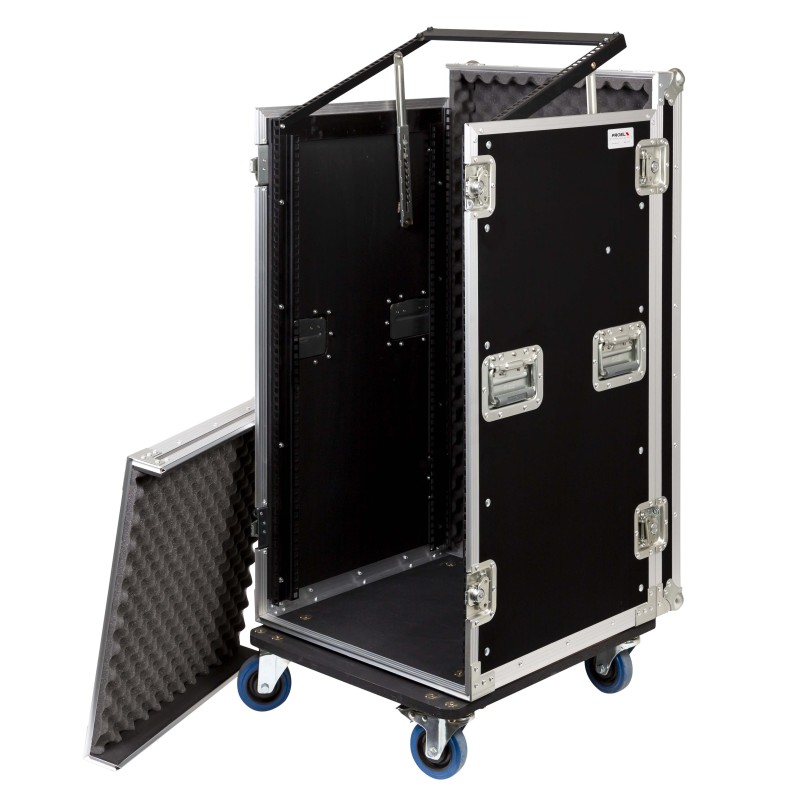 Caixa “COMBO” de 19' 20U com espaço para mesa de mistura regulável em altura de 19' 10U, 45 cm de profundidade útil.