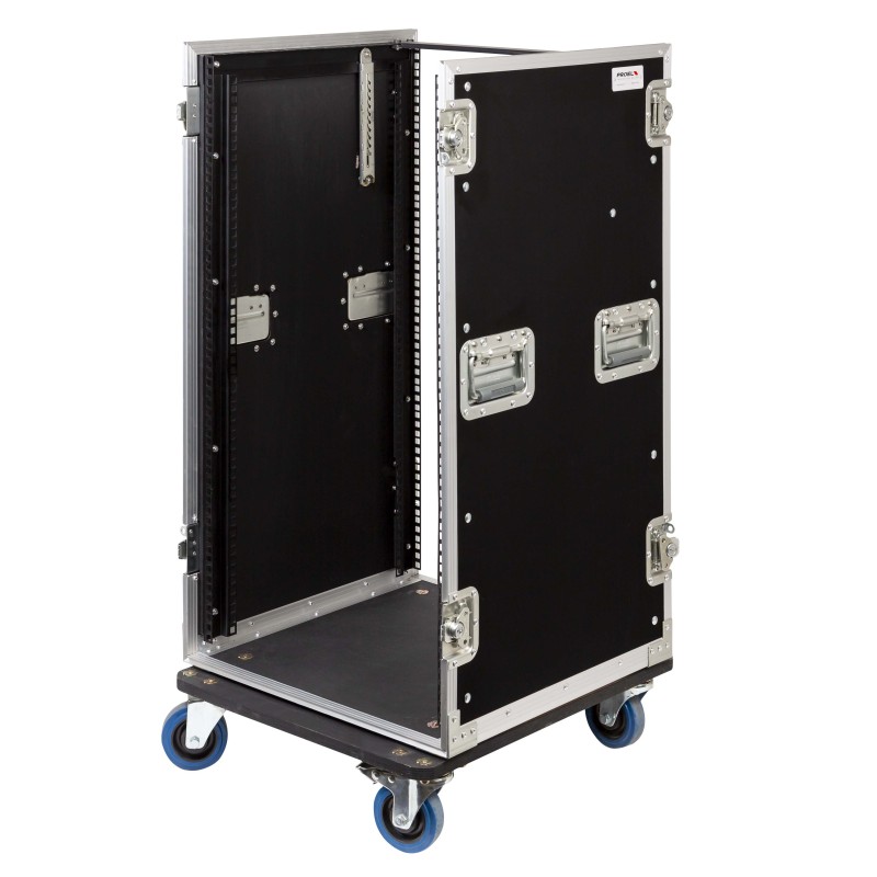 Caixa “COMBO” de 19' 20U com espaço para mesa de mistura regulável em altura de 19' 10U, 45 cm de profundidade útil.