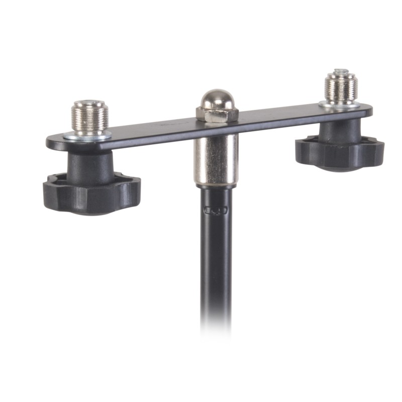 Steel bar with connection for 2 microphone holders.