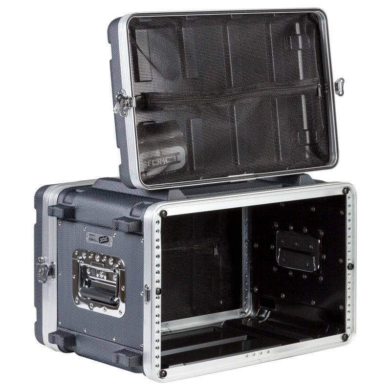 Estojo de rack 19' - 6U - realizado em polietileno 'FORCE'. Profundidade interior útil: 307 mm