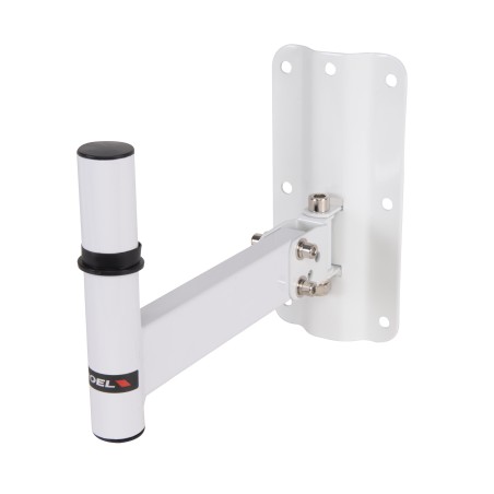 Robusto supporto in acciaio tubolare a parete per casse acustiche di ridotte dimensioni.