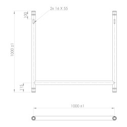 H-TUBE black aluminum width 100 cm height 100 cm