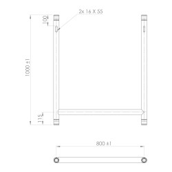 H-TUBE black aluminum width 100 cm height 80 cm