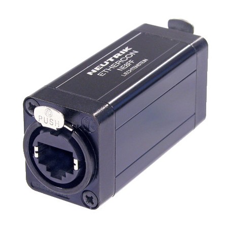 Accoppiatore etherCON RJ45 per realizzare prolunghe di cavi. Utilizzabile con i connettori NE8MX o qualsiasi plug RJ45 standard.