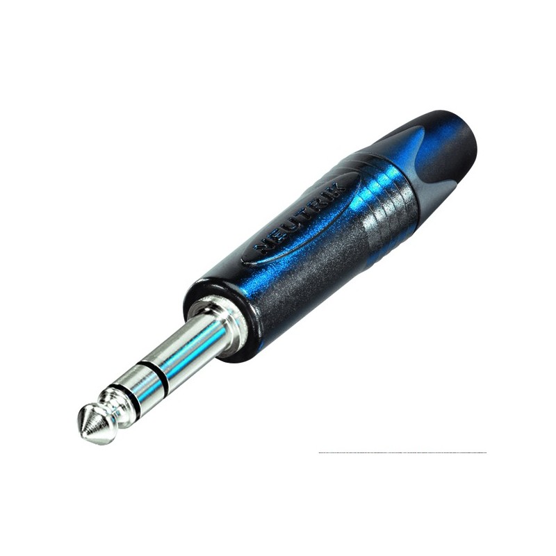 Ficha jack mono Neutrik profissional Ø 6,3 mm. Acabamento preto cromado