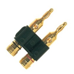 Spinotto professionale Banana Plug doppio con contatti e morsetti serrafilo dorati. 2