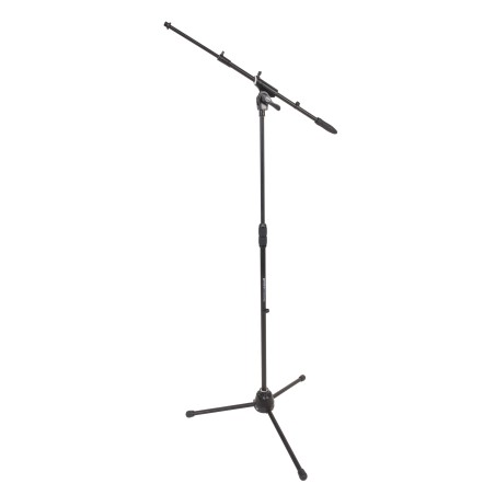 Professional telescopic boom microphone stand, featuring die-cast aluminum heavy duty tripod base and upper joint.