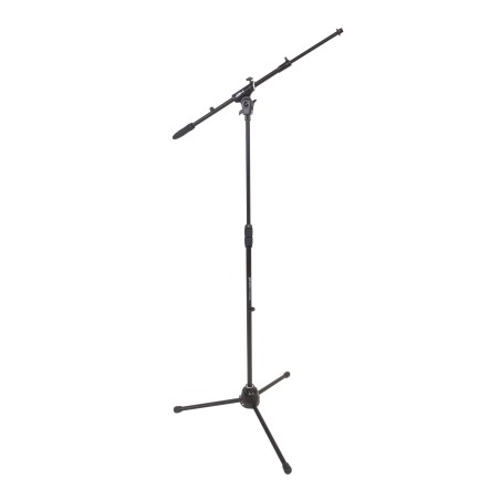 Professional telescopic boom microphone stand, featuring die-cast aluminum heavy duty tripod base and upper joint.