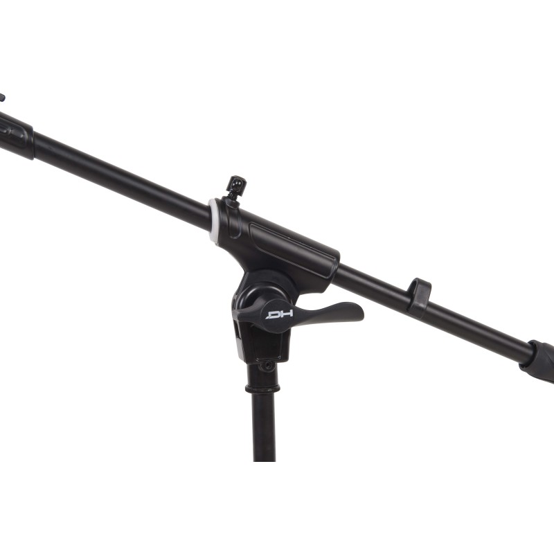 Professional telescopic boom microphone stand, featuring die-cast aluminum heavy duty tripod base and upper joint.
