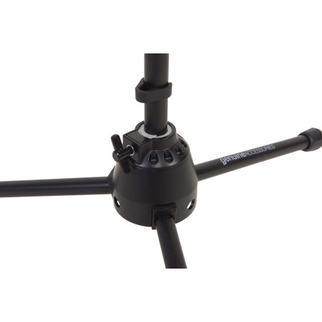 Professional telescopic boom microphone stand, featuring die-cast aluminum heavy duty tripod base and upper joint.