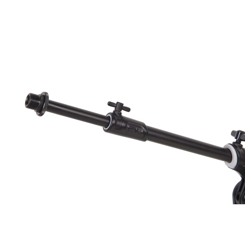 Professional telescopic boom microphone stand, featuring die-cast aluminum heavy duty tripod base and upper joint.