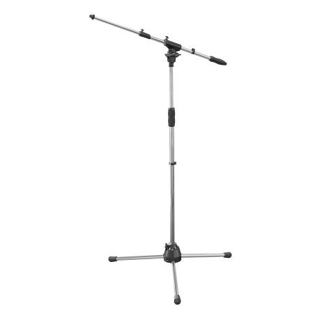 Professional telescopic boom microphone stand, featuring die-cast aluminum heavy duty tripod base and upper joint.