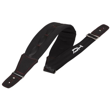 Padded and adjustable shoulder strap in Nylon, Polyester and Neoprene, in total black color.