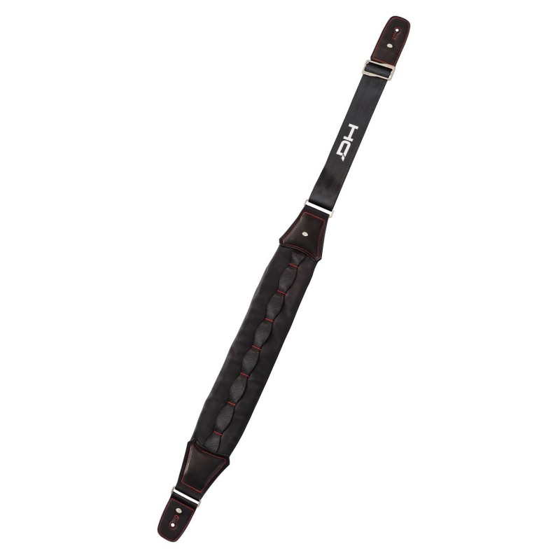 Padded and adjustable shoulder strap in Nylon, Polyester and Neoprene, in total black color.