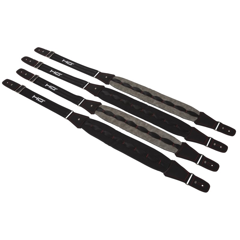 Correia de ombro almofadada e ajustável em nylon, poliéster e neopreno, em cinzento/preto.