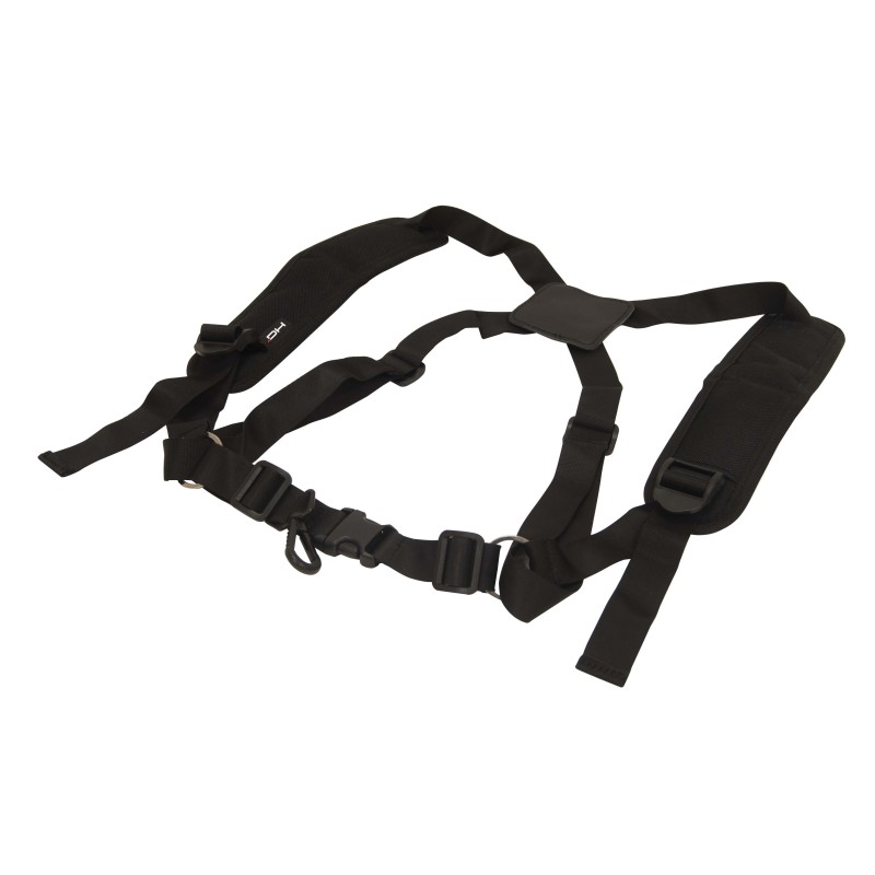 Performing saxophone cross strap, comfortable and easy to use, with soft shoulder padding. Black color.