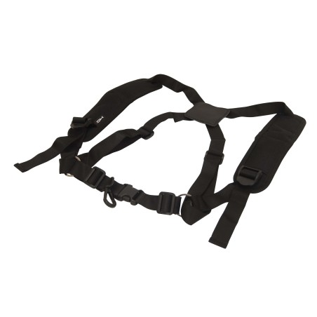 Performing saxophone cross strap, comfortable and easy to use, with soft shoulder padding. Black color.
