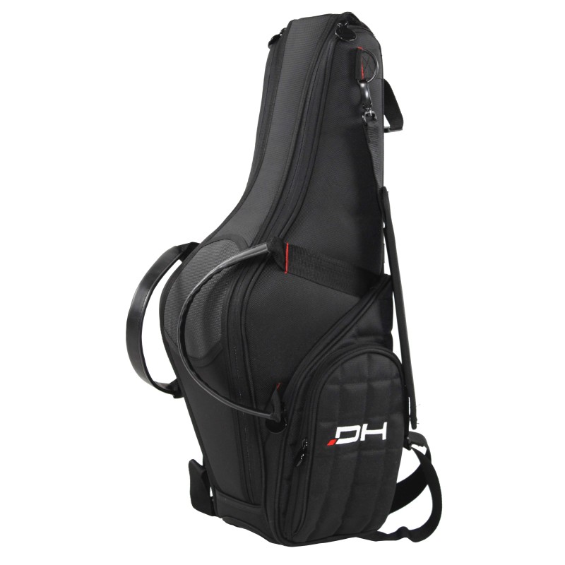 Padded Alto saxophone bag made of waterproof 1680D polyester material. Available in black color.