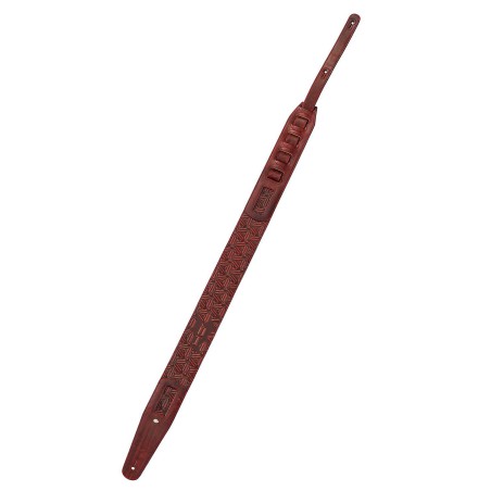 Padded and adjustable shoulder strap in genuine Italian leather, Burgundy Red color.