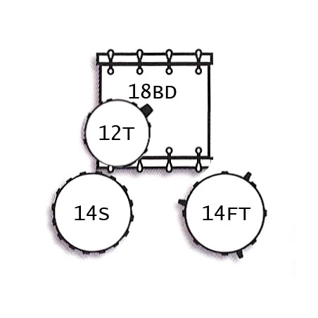 Bateria série UNIKA 4 componentes com acabamentos Olive. 
