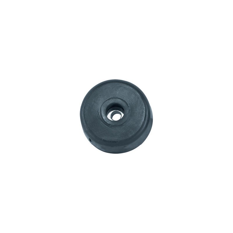 38mm (1.5 in) dia., black rubber feet with steel insert.