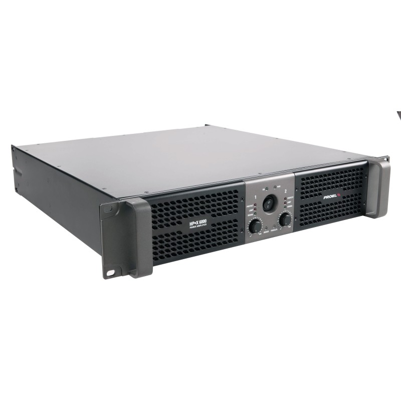 Amplificador estéreo 2 x 3000 W a 2 ohm com CLIP limiter selecionável