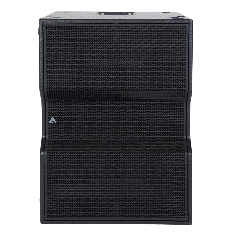 Sistema de subwoofer duplo de 15" (380 mm), rendimento muito elevado, coletor Band Pass