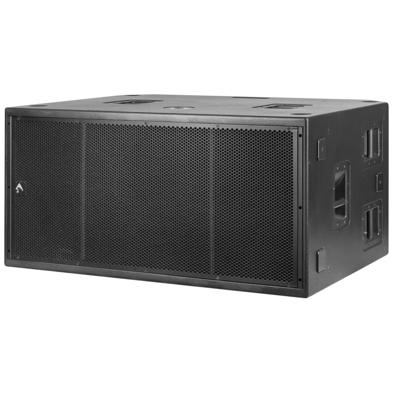 Sistema de subwoofer duplo de 18" (460 mm), rendimento muito elevado, linha de transmissão com conector, 