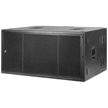 Sistema de subwoofer duplo de 18" (460 mm), rendimento muito elevado, linha de transmissão com conector, 