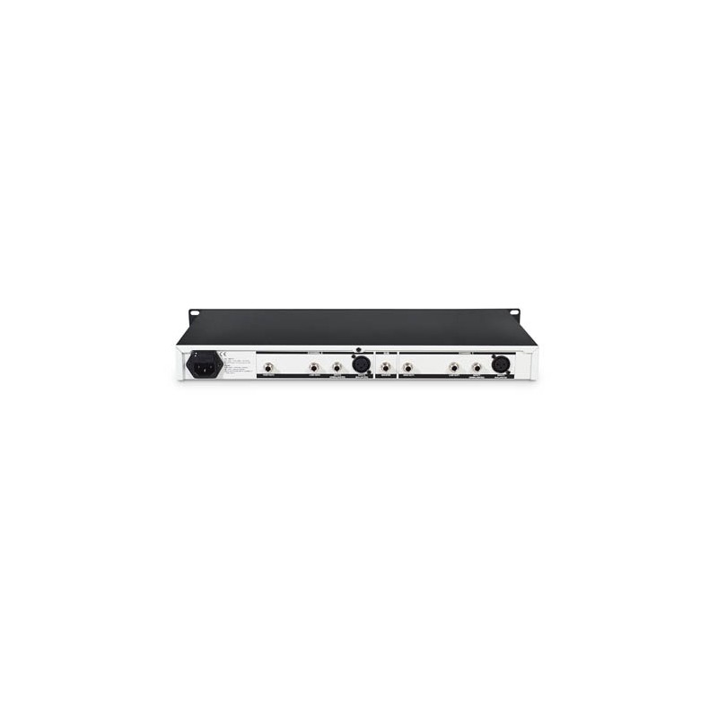 Crossover elettronico attivo stereofonico a 2 vie per canale più subwoofer.