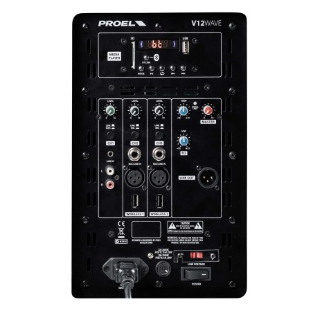 Bi-amplified 2-way system with 3-channel mixer and MEDIA PLAYER