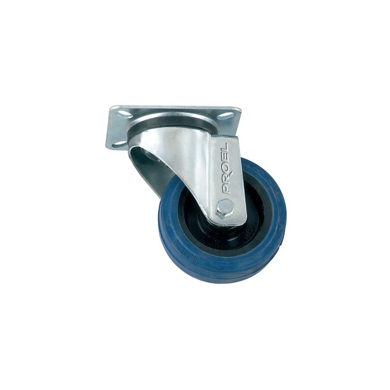 Swivel-mount caster without brake, 100 mm (3.95 in) diameter.